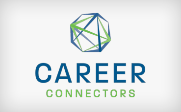 Career Connectors logo featuring a geometric polygon of blue and green lines, with bold blue “CAREER” and green “CONNECTORS” text, representing professional networking and workforce development.