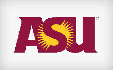 Arizona State University (ASU) logo featuring bold maroon letters 