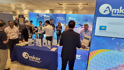 Amkor ECTC 2026 booth showcasing advanced packaging technologies and semiconductor solutions.